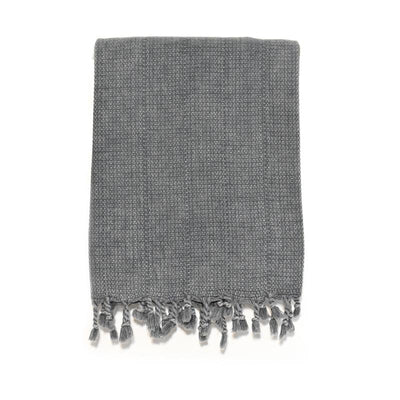 Heavy Stone-washed Chain-stitch Turkish Towel/Throw - Medium Grey