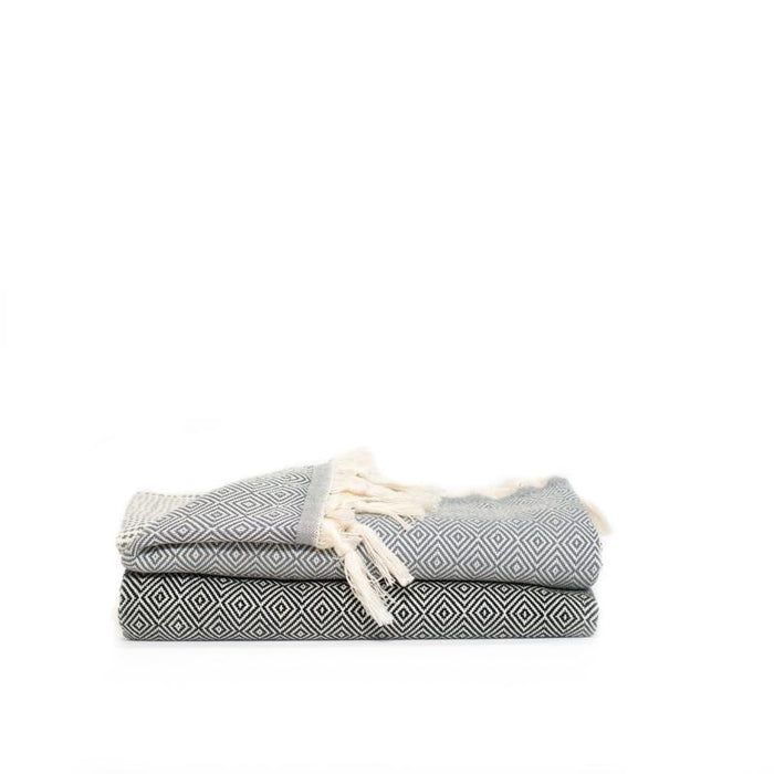 Heavyweight Elmas Pattern Turkish Towel - Black