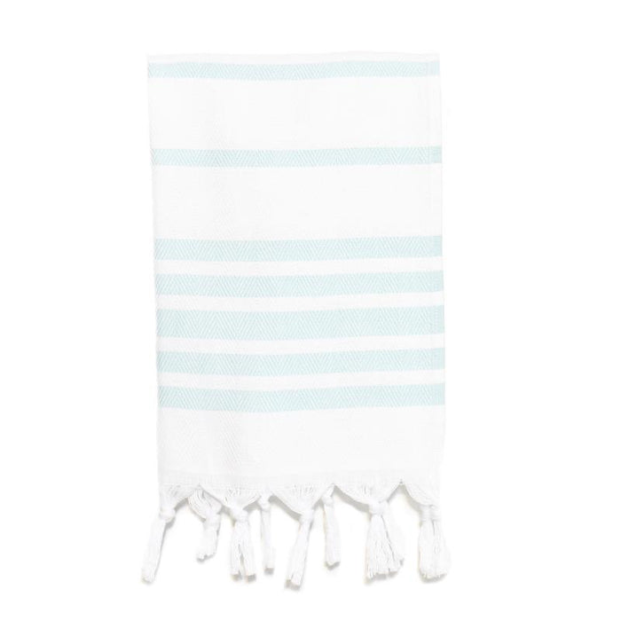 Herringbone Striped Turkish Hand Towel - Aqua