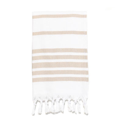 Herringbone Striped Turkish Hand Towel - Cappuccino