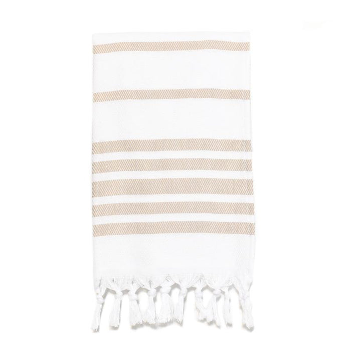 Herringbone Striped Turkish Hand Towel - Cappuccino