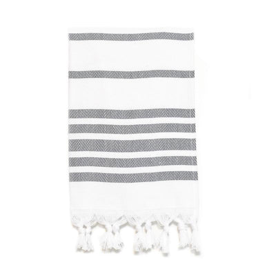 Herringbone Striped Turkish Hand Towel - Dark Grey