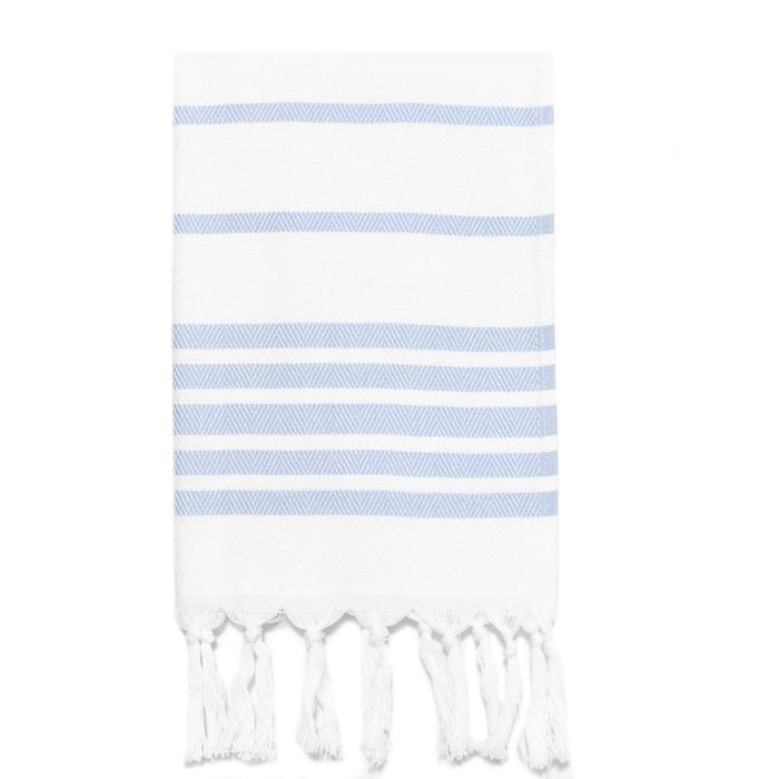 Herringbone Striped Turkish Hand Towel - Light Blue