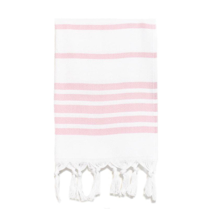 Herringbone Striped Turkish Hand Towel - Light Pink