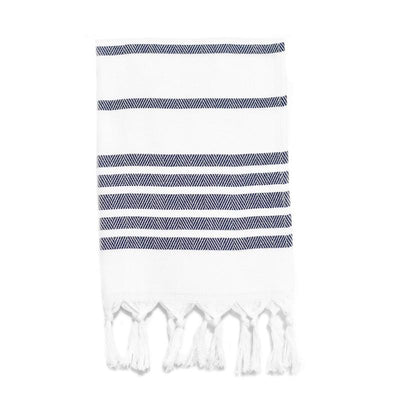 Herringbone Striped Turkish Hand Towel - Navy