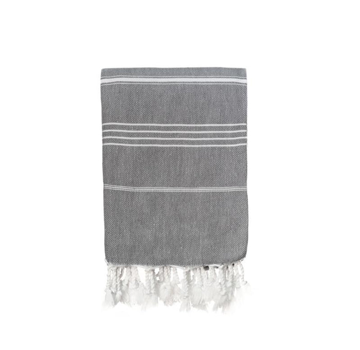 Jumbo Traditional Turkish Towel - Medium Grey