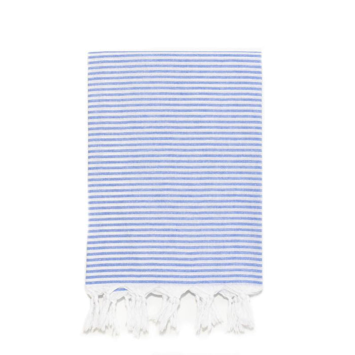 Lightweight Candy Striped Turkish Towel - Blue
