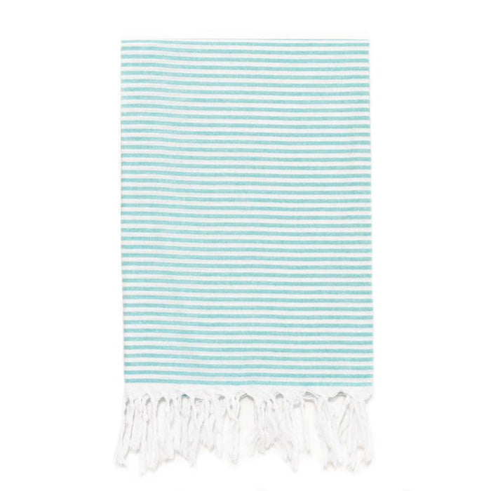 Lightweight Candy Striped Turkish Towel - Jade