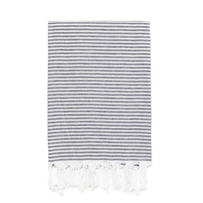 Lightweight Candy Striped Turkish Towel - Navy
