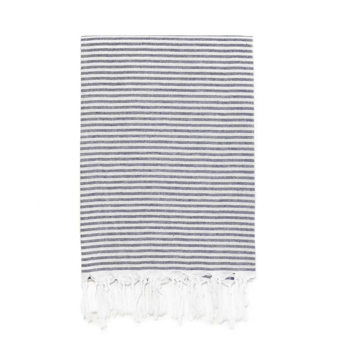 Lightweight Candy Striped Turkish Towel - Navy