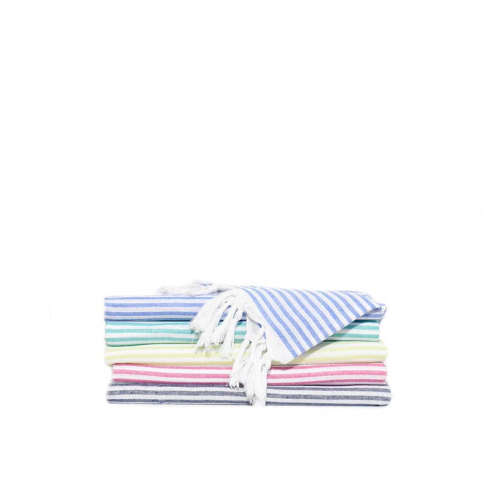 Lightweight Candy Striped Turkish Towel - Navy