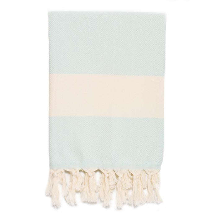 Luxury Herringbone Turkish Towel - Aqua