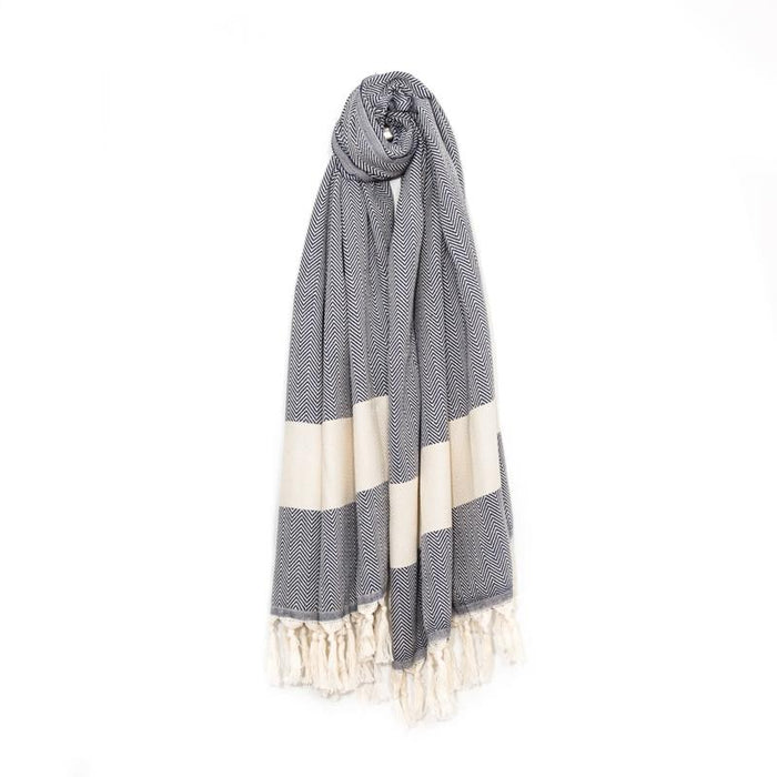 Luxury Herringbone Turkish Towel - Aqua