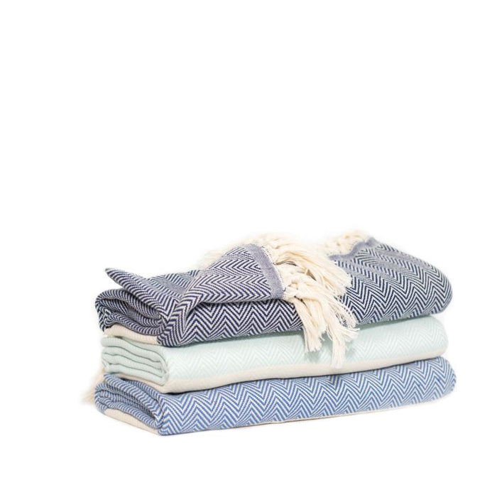 Luxury Herringbone Turkish Towel - Navy