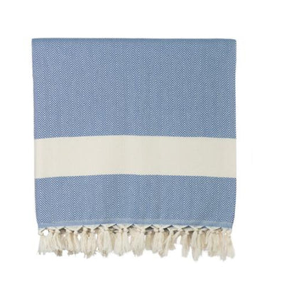 Luxury Herringbone Woven Turkish Throw - Royal Blue 