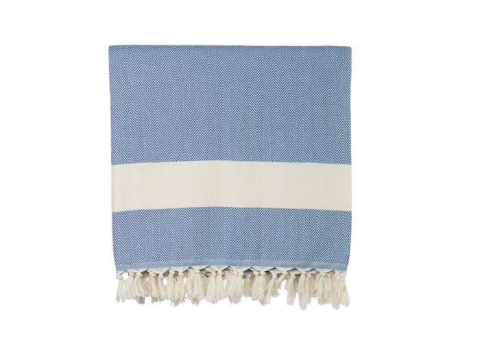 Luxury Herringbone Woven Turkish Throw - Royal Blue 