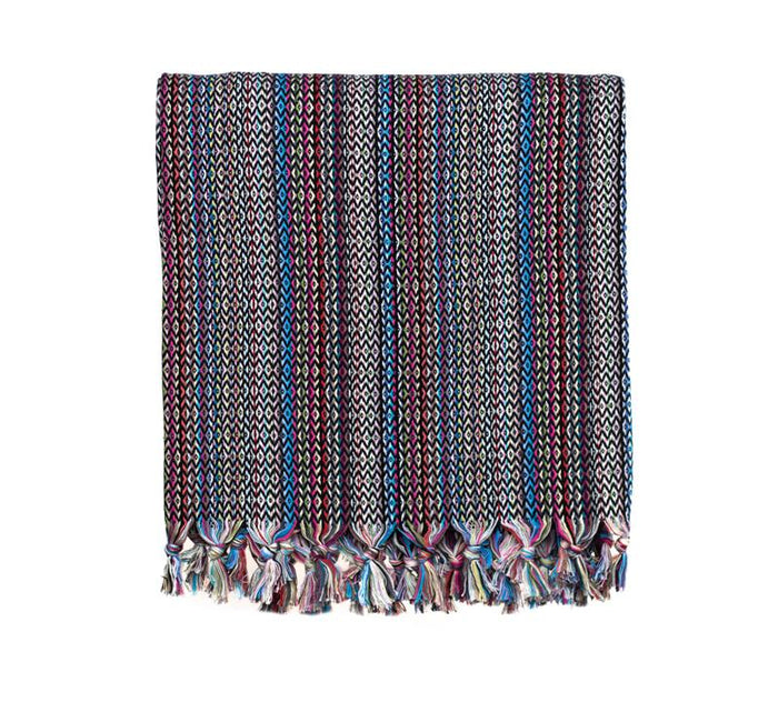 Multi-Colored Woven Turkish Throw - Dark