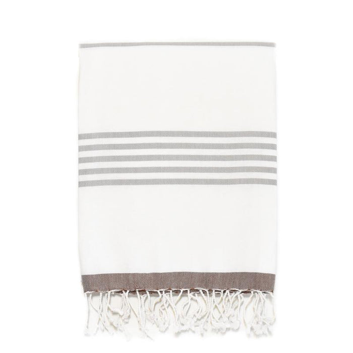 Nautical Turkish Towel - Coffee/Grey