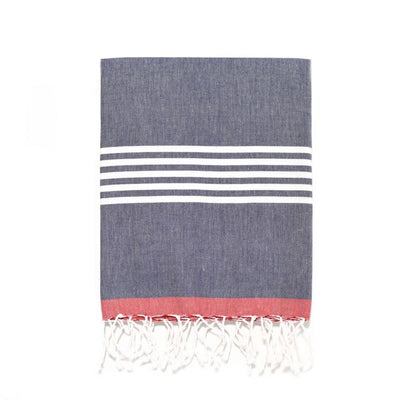 Nautical Turkish Towel - Navy Ground