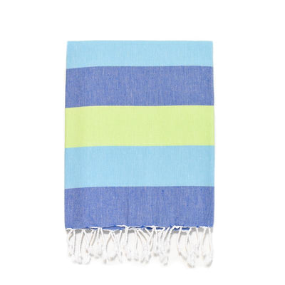 Rugby Striped Turkish Bath Towel - Turquoise/Blue/Lime