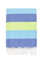 Rugby Striped Turkish Bath Towel - Turquoise/Blue/Lime