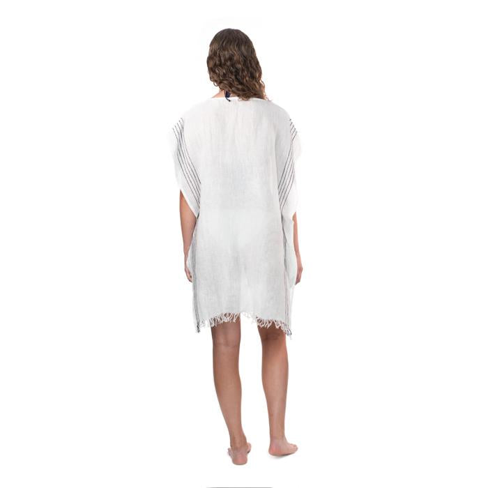 Simple Linen Cover-up from Turkey - Cream with Black