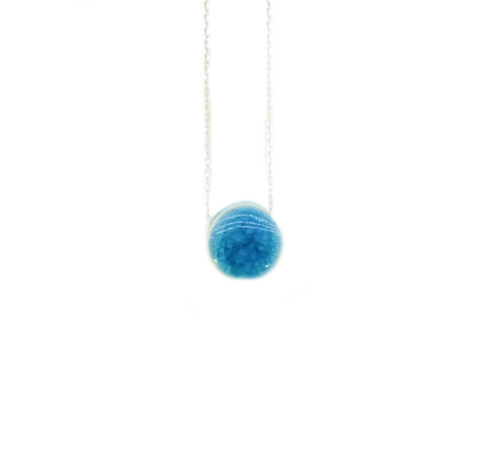 Stoneware Blue Circle Necklace from Turkey