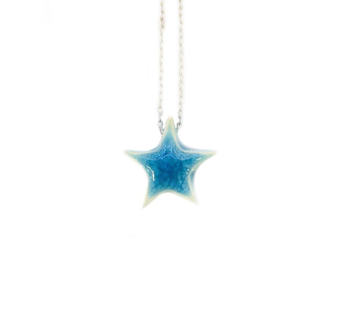 Stoneware Blue Star Necklace from Turkey