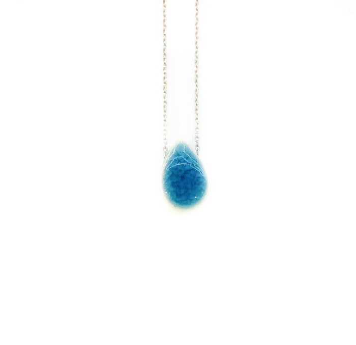 Stoneware Blue Teardrop Necklace from Turkey