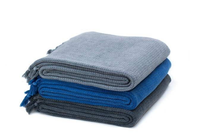 Stonewashed Chainstitch Cotton Turkish Throw - Indigo