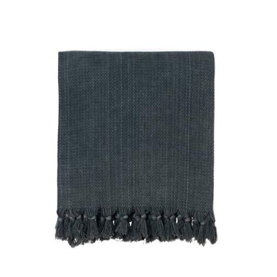 Stonewashed Chainstitch Turkish Throw - Charcoal 