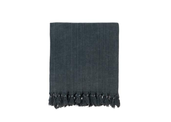 Stonewashed Chainstitch Turkish Throw - Charcoal 