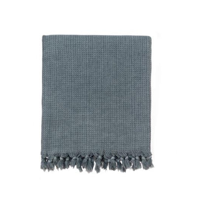 Stonewashed Chainstitch Turkish Throw - Medium Grey 