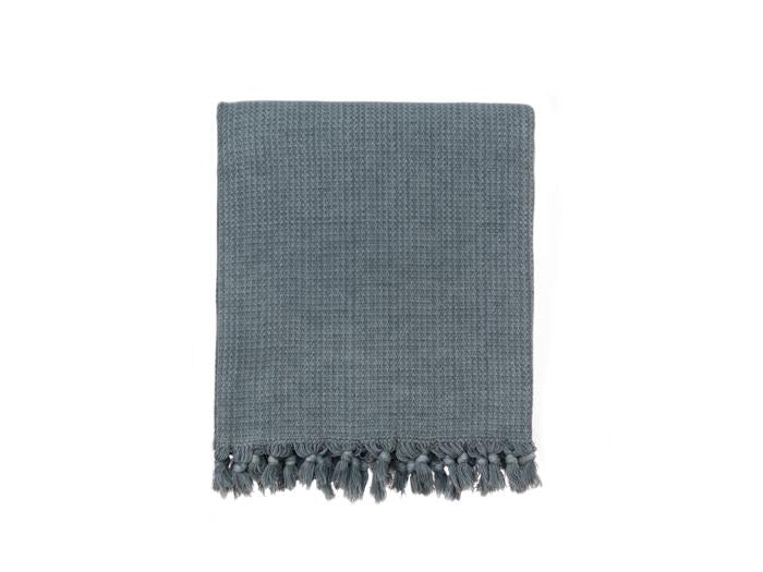 Stonewashed Chainstitch Turkish Throw - Medium Grey 