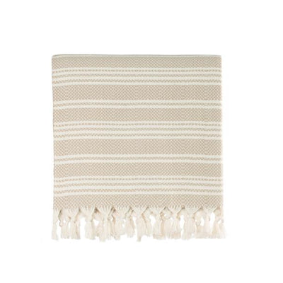 Striped Woven Turkish Throw - Beige with Cream 