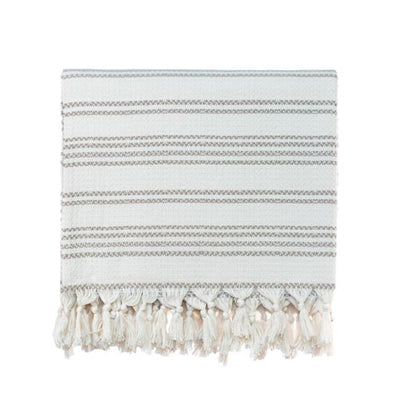 Striped Woven Turkish Throw - Cream with Beige 