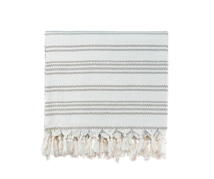 Striped Woven Turkish Throw - Cream with Beige 