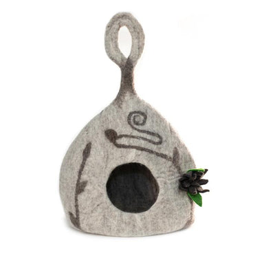 Fancy Gourd Cat Cave from Nepal - Medium Heather Grey