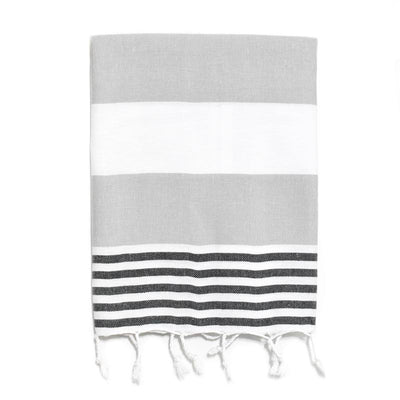 Pajama Striped Turkish Hand Towel - Grey and Black