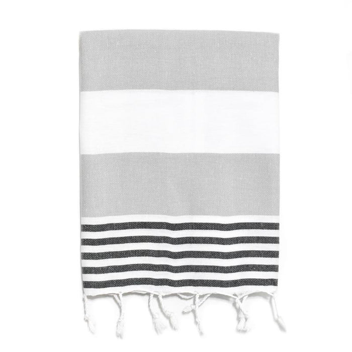 Pajama Striped Turkish Hand Towel - Grey and Black