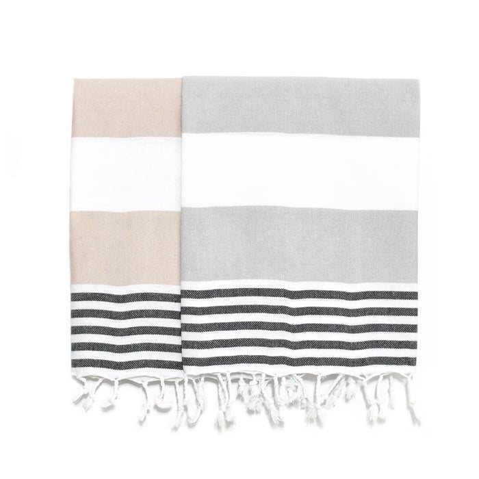 Pajama Striped Turkish Hand Towel - Grey and Black