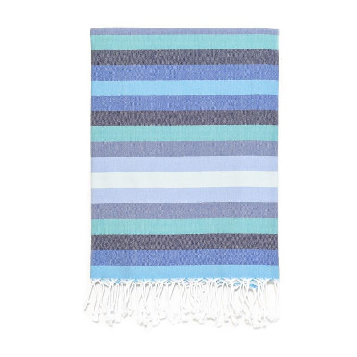 7 Color Striped Turkish Bath Towel - Blues