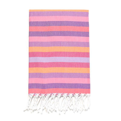 7 Color Striped Turkish Bath Towel - Pinks/Purples