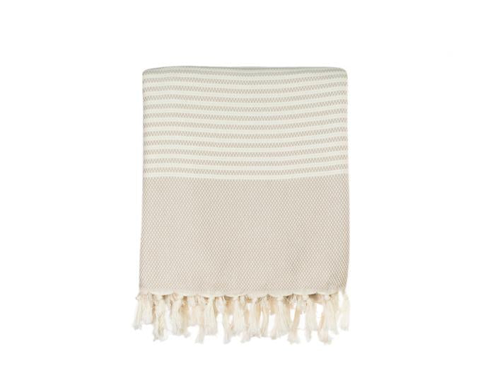 Varied Stripe Turkish Throw - Beige and Cream 