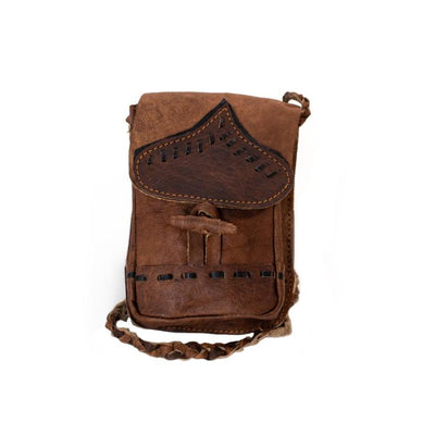 Water Buffalo Leather Cellphone Bag - Black Stitch