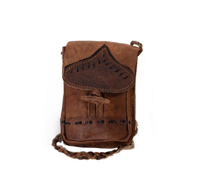 Water Buffalo Leather Cellphone Bag - Black Stitch
