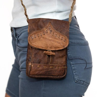 Water Buffalo Leather Cellphone Bag - Brown Stitch