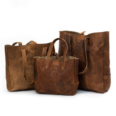 Water Buffalo Leather Shopping Bag Trio