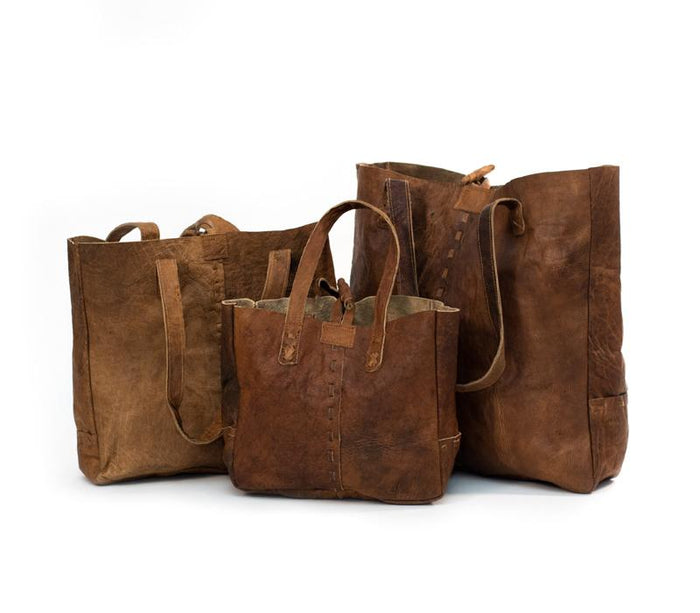 Water Buffalo Leather Shopping Bag Trio
