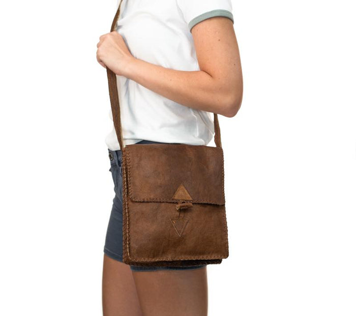 Water Buffalo Leather Simple Bag - Bold Stitch